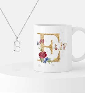 BK Gift Kişiye Özel İsimli Kupa ve Harf Kolye Hediye Seti - 4 (Model 1)