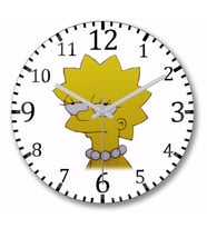 Lisa Simpson Entediada Duvar Saati Bombeli Gercek Cam