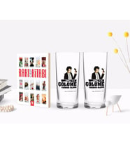 BK Gift Kişiye Özel Renkli Baskılı Çünkü Sen Çölüme Yağmur Oldun Tasarımlı İkili Rakı Bardağı ve Rakı Cep Kitabı Hediye Seti-3 (Model 1)