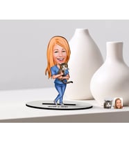 BK Gift Kişiye Özel Evcil Dost Karikatürlü Ahşap Biblo Model-4 (Beyaz)