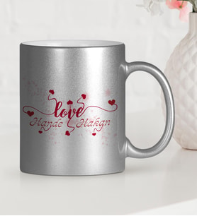 BK Gift Kişiye Özel Sevgililer Günü Temalı Gümüş Yaldızlı Kupa Bardak  14