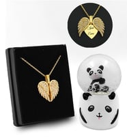 Sevimli Panda Kar Küresi & Kişiye Özel Melek Kanatlı Kolye Hediye Seti