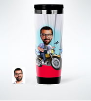BK Gift Kişiye Özel Bay Motorcu Karikatürlü Çelik Termos Bardak  1