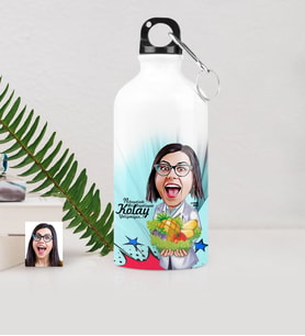 BK Gift Kişiye Özel Bayan Diyetisyen Karikatürlü Metal Suluk 500 Ml 1