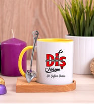 Diş Hekimi Ahşap Altlıklı Sarı Kupa Bardak