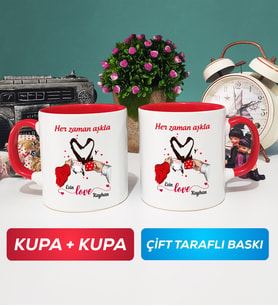İkili Sevgiliye Sevgililer Günü Hediyesi 10 Kupa Bardak Kırmızı