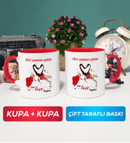 İkili Sevgiliye Sevgililer Günü Hediyesi 10 Kupa Bardak Kırmızı