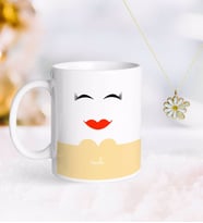BK Gift Kişiye Özel Sevgililer Günü Kupa ve Çift İsimli Papatya Kolye-100 (Model 1)