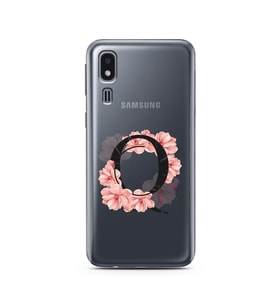 Pembe Çiçekli Harf Tasarım Süper Şeffaf Silikon Telefon Kılıfı Samsung A2 Core Q