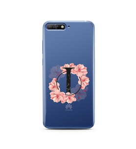 Pembe Çiçekli Harf Tasarım Süper Şeffaf Silikon Telefon Kılıfı Huawei Y6 2018 I-