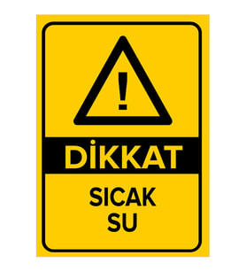 NEW JARGON - Dikkat Sıcak Su Levhası - Sac Malzeme 50x70cm