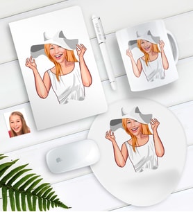 BK Gift Kişiye Özel Bayan Karikatürlü Defter Kalem Kupa Mouse Pad Seti-20 (Model 1)