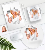 BK Gift Kişiye Özel Bayan Karikatürlü Defter Kalem Kupa Mouse Pad Seti-20 (Model 1)