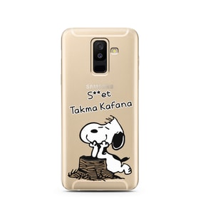 Snoopy Tasarımlı Süper Şeffaf Silikon Telefon Kılıfı Samsung A6 Plus
