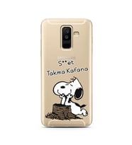 Snoopy Tasarımlı Süper Şeffaf Silikon Telefon Kılıfı Samsung A6 Plus