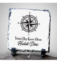 Pusula Tasarımlı İsme Özel Taş Baskı (Beyaz)