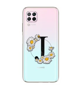Papatya Harf Tasarım Süper Şeffaf Silikon Telefon Kılıfı Huawei P40 Lite J-Harfi