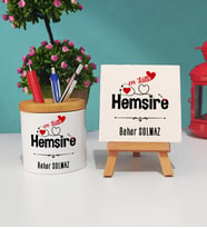 Mesajlı Hemşire Kalemlik ve Dekoratif Taş Baskı Hediye Seti