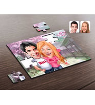 BK Gift Kişiye Özel Sevgililer Karikatürlü Ahşap Puzzle-5