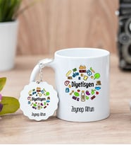 Diyetisyen Beyaz Kupa Bardak Ve Anahtarlık Set