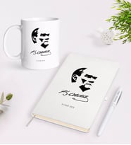 BK Gift Kişiye Özel Atatürk Temalı Beyaz Defter Kalem Kupa Seti-24 (Model 1)