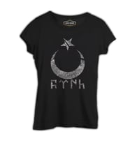 Türk Ay Yıldız Siyah Bayan Tshirt