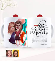 BK Gift Kişiye Özel Karikatürlü Kız Kardeş Beyaz Kupa Bardak-6