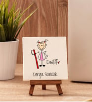Bayan Diş Hekimi Karikatürü Taş Dekor