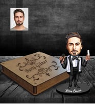 Kişiye Özel Berber Karikatürlü Ahşap Biblo Kutulu Bay-3