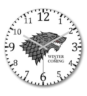 Game of Thrones Winter is Coming Duvar Saati Bombeli Gercek Cam