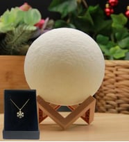 Kar Tanesi Kolye 3D Ay Gece Lambası12 Cm Moonlıght * STAND HEDİYELİ*