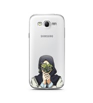 Kapalı Çiçekli Kız Tasarımlı Süper Şeffaf Silikon Telefon Kılıfı Samsung Grand N