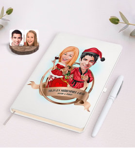 BK Gift Kişiye Özel Yılın En Mükemmel Çifti Karikatürlü Beyaz Defter ve Kalem Hediye Seti-65