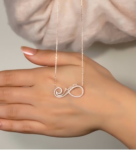 Else Silver Annem Yazılı Gümüş Sonsuzluk Kolye
