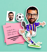 BK Gift Kişiye Özel Bay Sarı Lacivert Futbolcu Karikatürlü Ahşap Magnet (Çok Renkli)