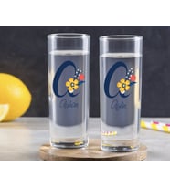 BK Gift Kişiye Özel Renkli Baskılı Harf ve İsim Tasarımlı İkili Vodka Bardağı-2 (Beyaz)