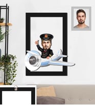 Kişiye Özel Pilot Karikatürlü 3D Ahşap Tablo 30x47 Bay-4