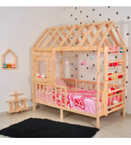Markaawm Montessori Çocuk Yatak Raf Çam 90X190 Karyola Menekşe