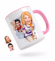 BK Gift Kişiye Özel Sevgililer Karikatürlü Pembe Kupa Bardak-30