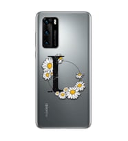Papatya Harf Tasarım Süper Şeffaf Silikon Telefon Kılıfı Huawei P40 L-Harfi