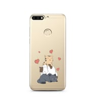 Kedi Kardeşler Tasarımlı Süper Şeffaf Silikon Telefon Kılıfı Huawei Honor 7c-Y7 
