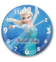 İsme Ve Kişiye Özel Frozen Elsa Çocuk Odası Duvar Saati Bombeli