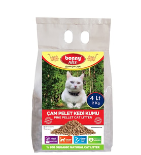 Bonny Nice Organik Kedi Kumu Çam Pellet 2 Kg 4 Lt (3 Paket)