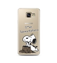 Snoopy Tasarımlı Süper Şeffaf Silikon Telefon Kılıfı Samsung A3 (2017)
