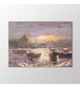 Arty Tablo Tekneler ve Gün Batımı Tablo (Karışık)