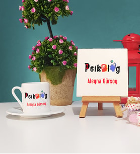 Psikolog Türk Kahvesi Fincanı ve Dekoratif Taş Baskı Seti