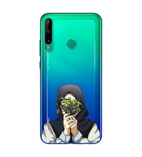 Kapalı Çiçekli Kız Tasarımlı Süper Şeffaf Silikon Telefon Kılıfı Huawei P40 Lite