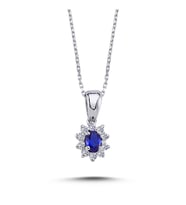 Lova Pırlantalı Oval Safir Anturaj Kolye - 2050004