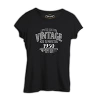 Vintage Premium 1950 Siyah Kadın Tshirt