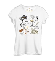 Müzik - Akort Beyaz Kadın Tshirt
